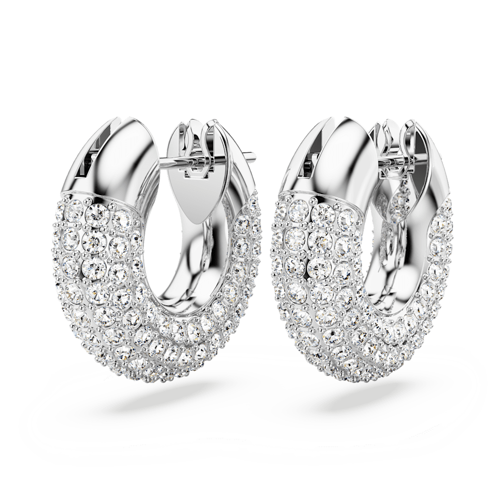 Orecchini a Cerchio Swarovski Dextera Piccoli Bianchi Placcato rodio