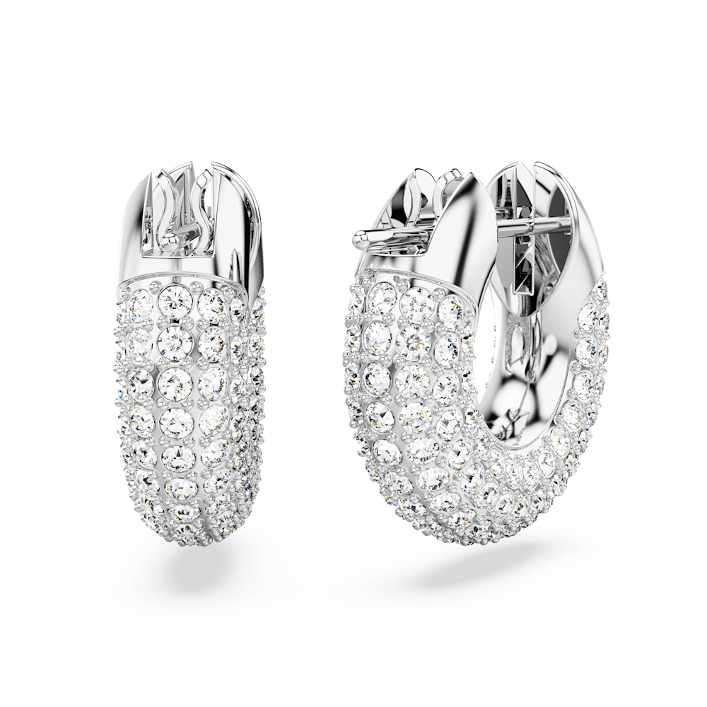 Orecchini a Cerchio Swarovski Dextera Piccoli Bianchi Placcato rodio