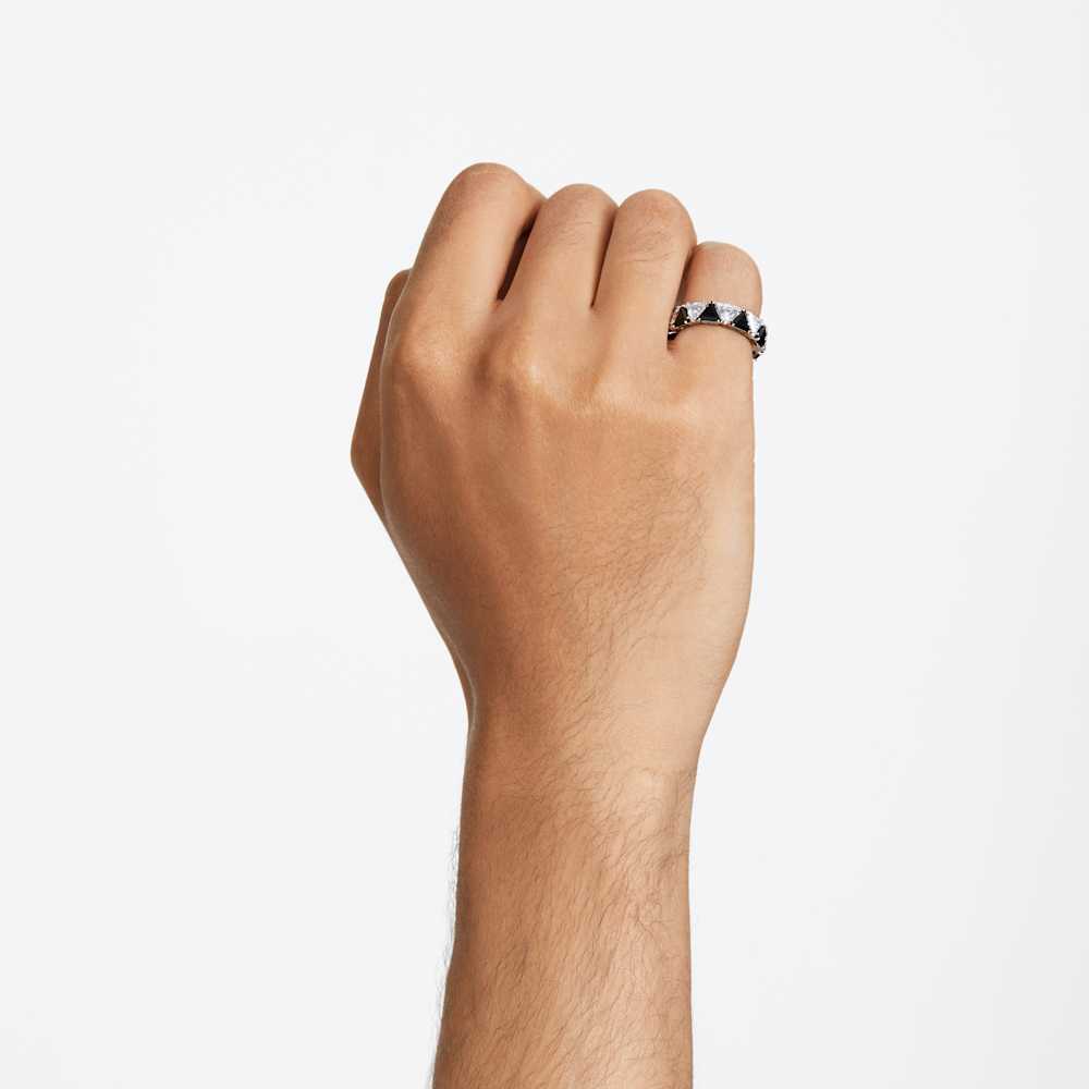 Anello Swarovski Cocktail Ortyx Taglio triangolo Nero Placcato Rodio - Misura 52