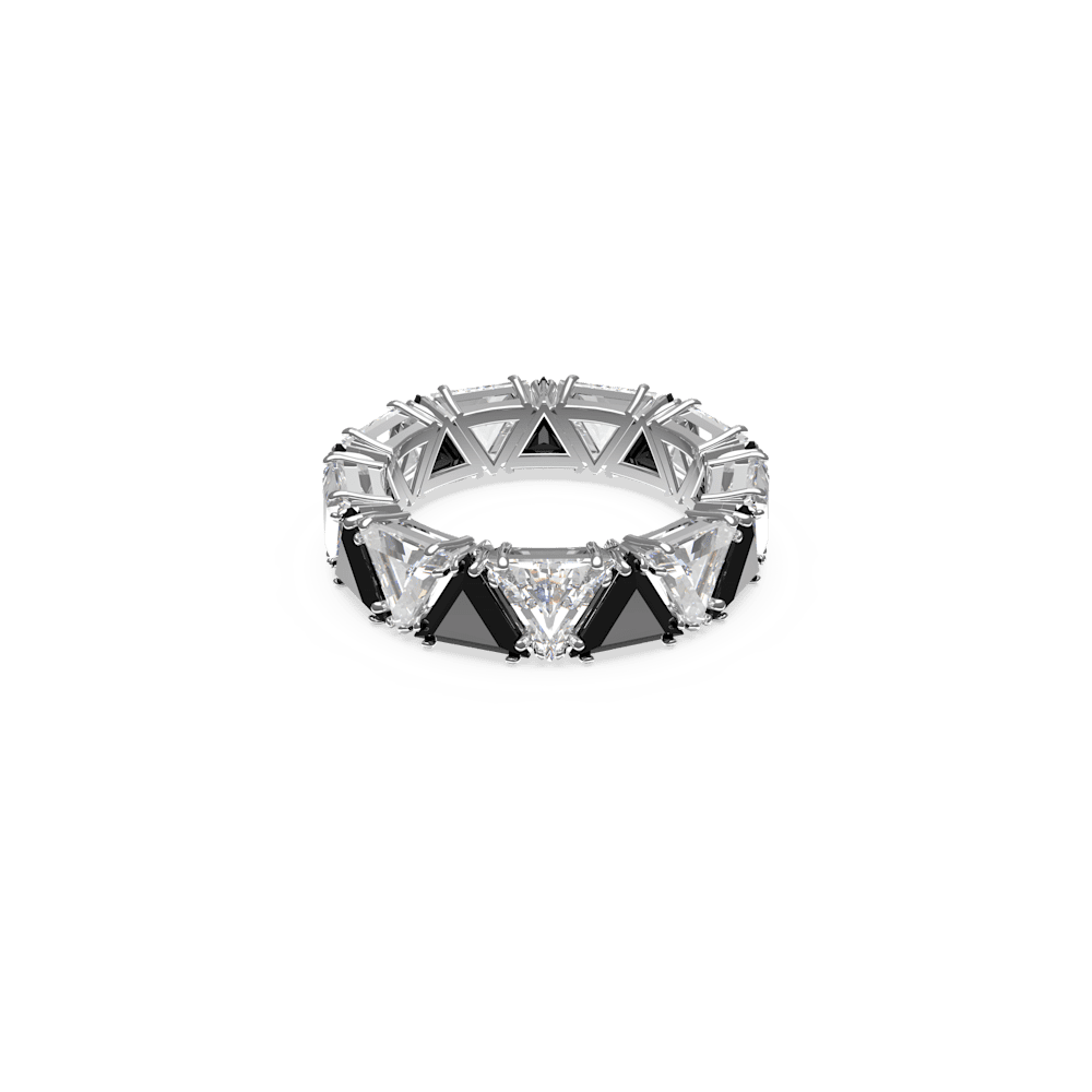 Anello Swarovski Cocktail Ortyx Taglio triangolo Nero Placcato Rodio - Misura 52