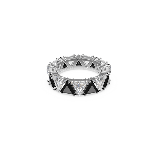Anello Swarovski Cocktail Ortyx Taglio triangolo Nero Placcato Rodio - Misura 52