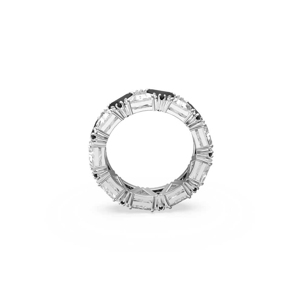 Anello Swarovski Cocktail Ortyx Taglio triangolo Nero Placcato Rodio - Misura 52