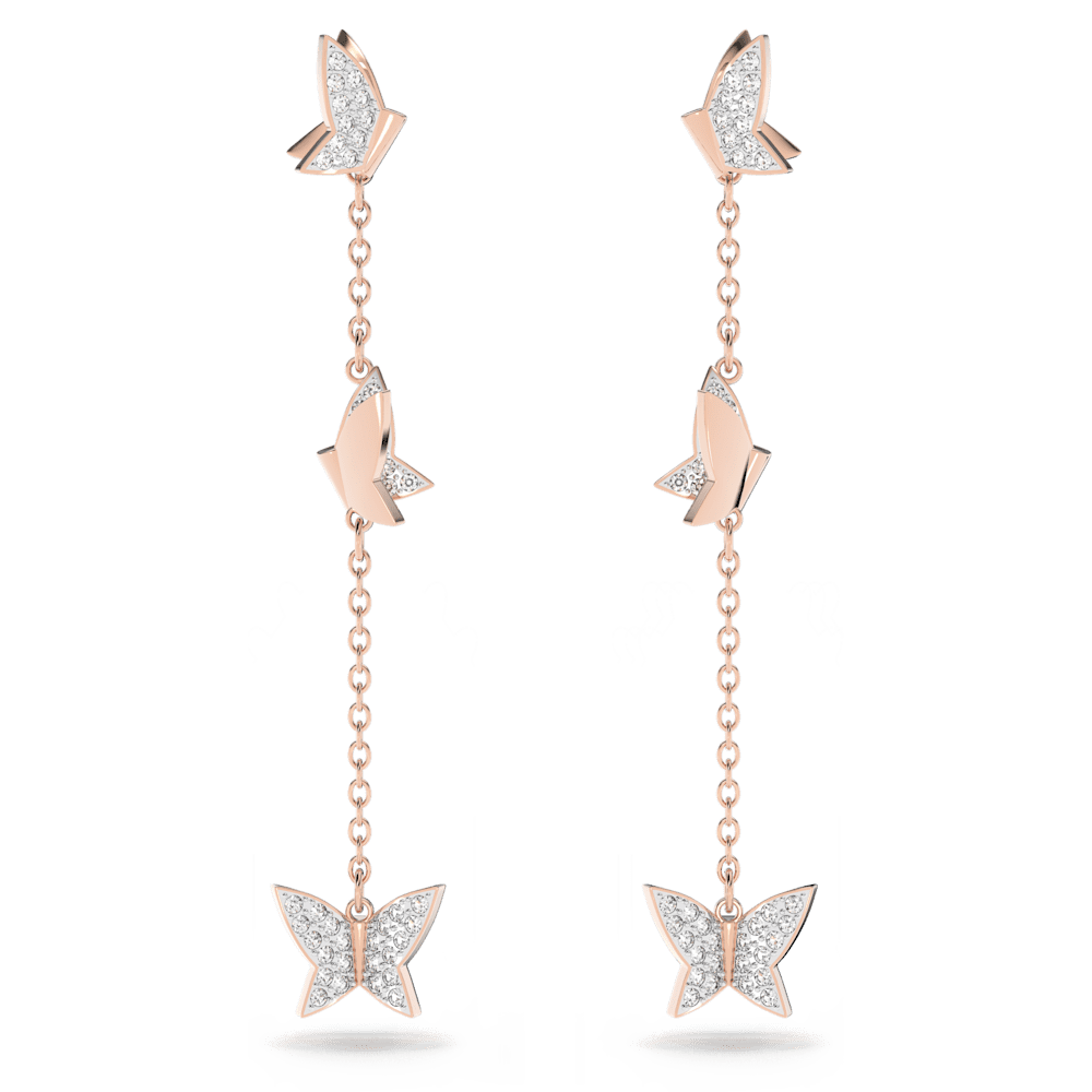 Orecchini Pendenti Swarovski Idyllia Lilia Farfalle Finitura oro rosa 18 Kt