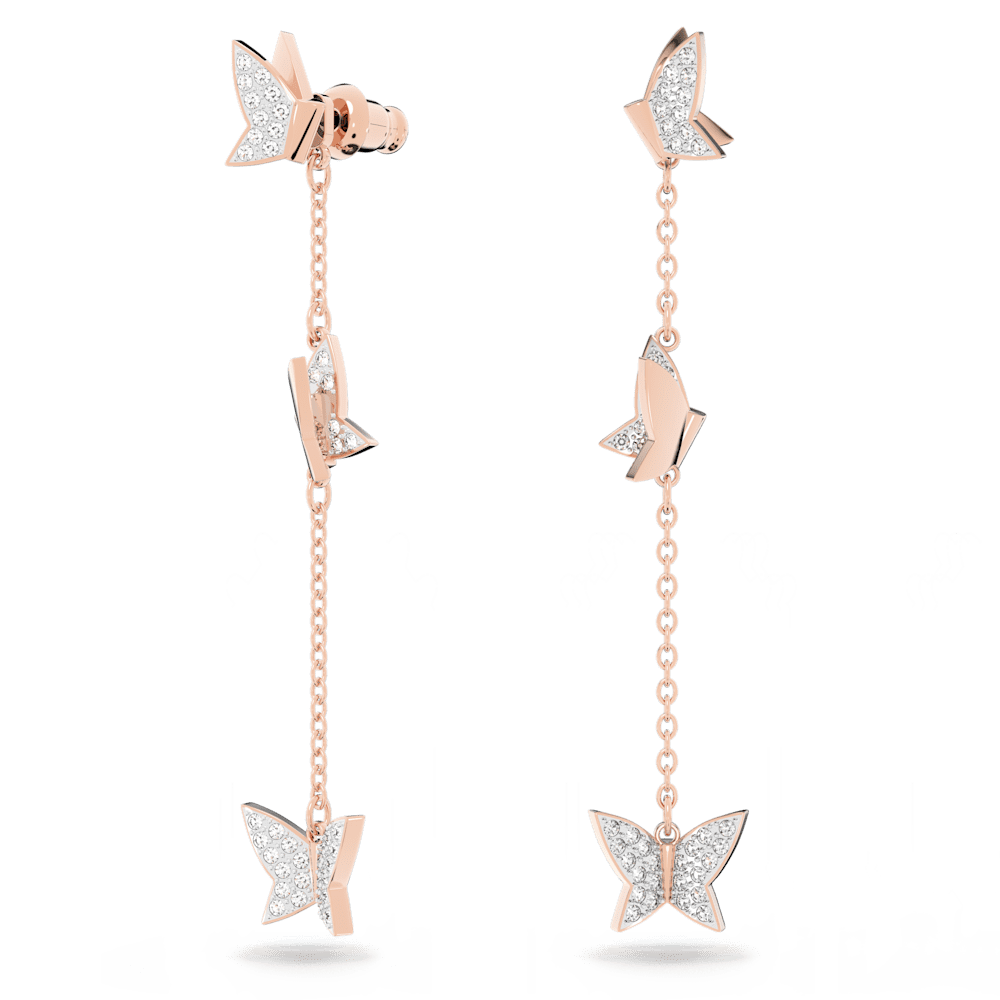 Orecchini Pendenti Swarovski Idyllia Lilia Farfalle Finitura oro rosa 18 Kt