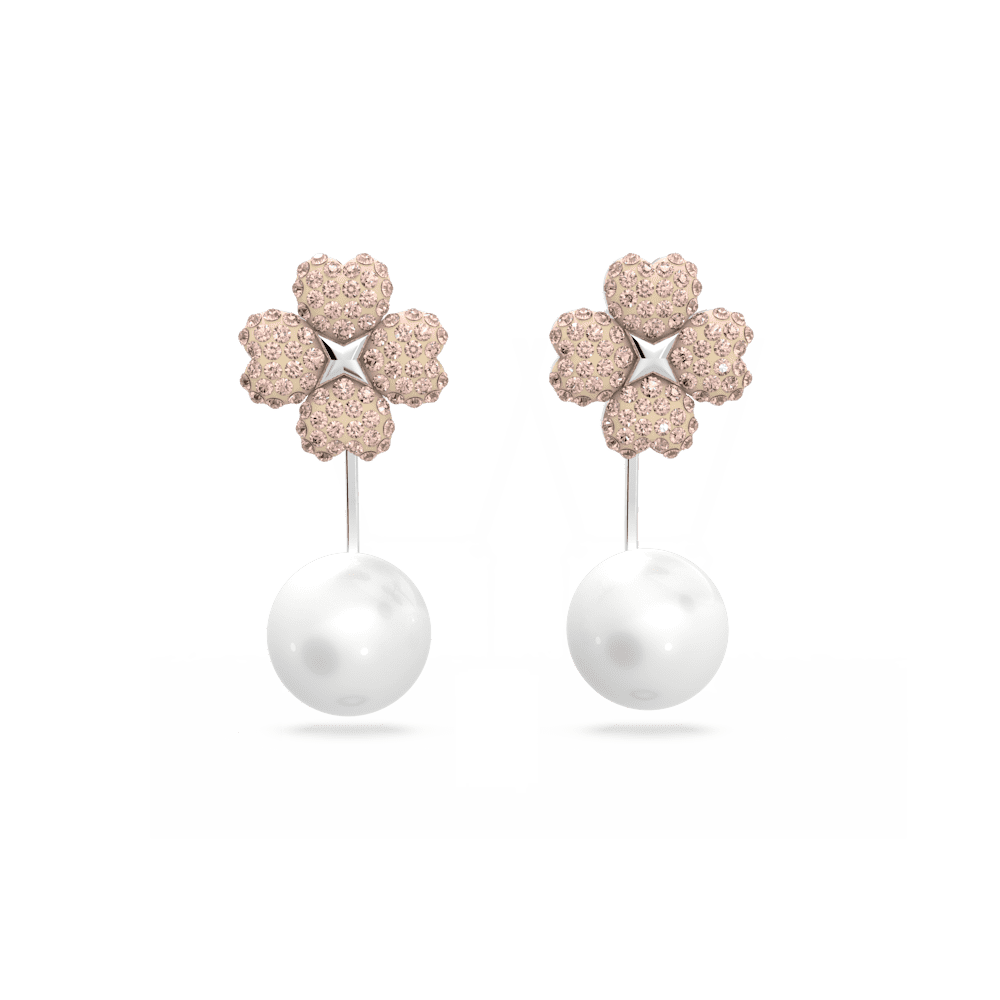 Orecchini Swarovski Jacket Latisha Fiore Rosa Placcato Rodio