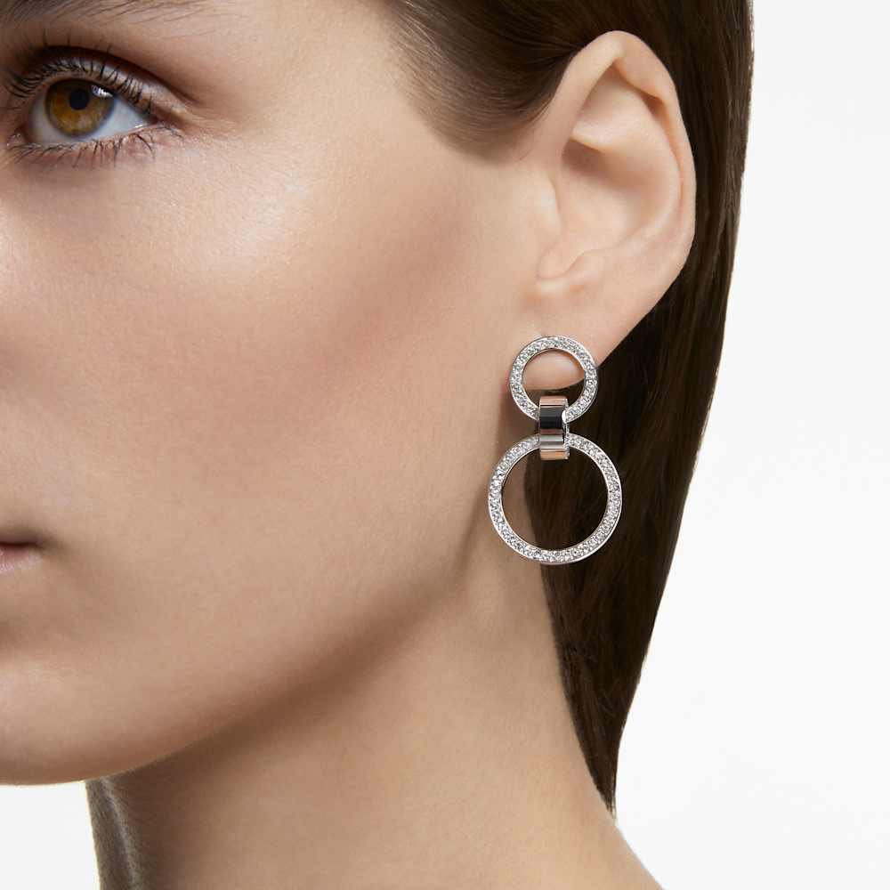 Orecchini a Cerchio Swarovski Hollow Bianchi Placcato rodio