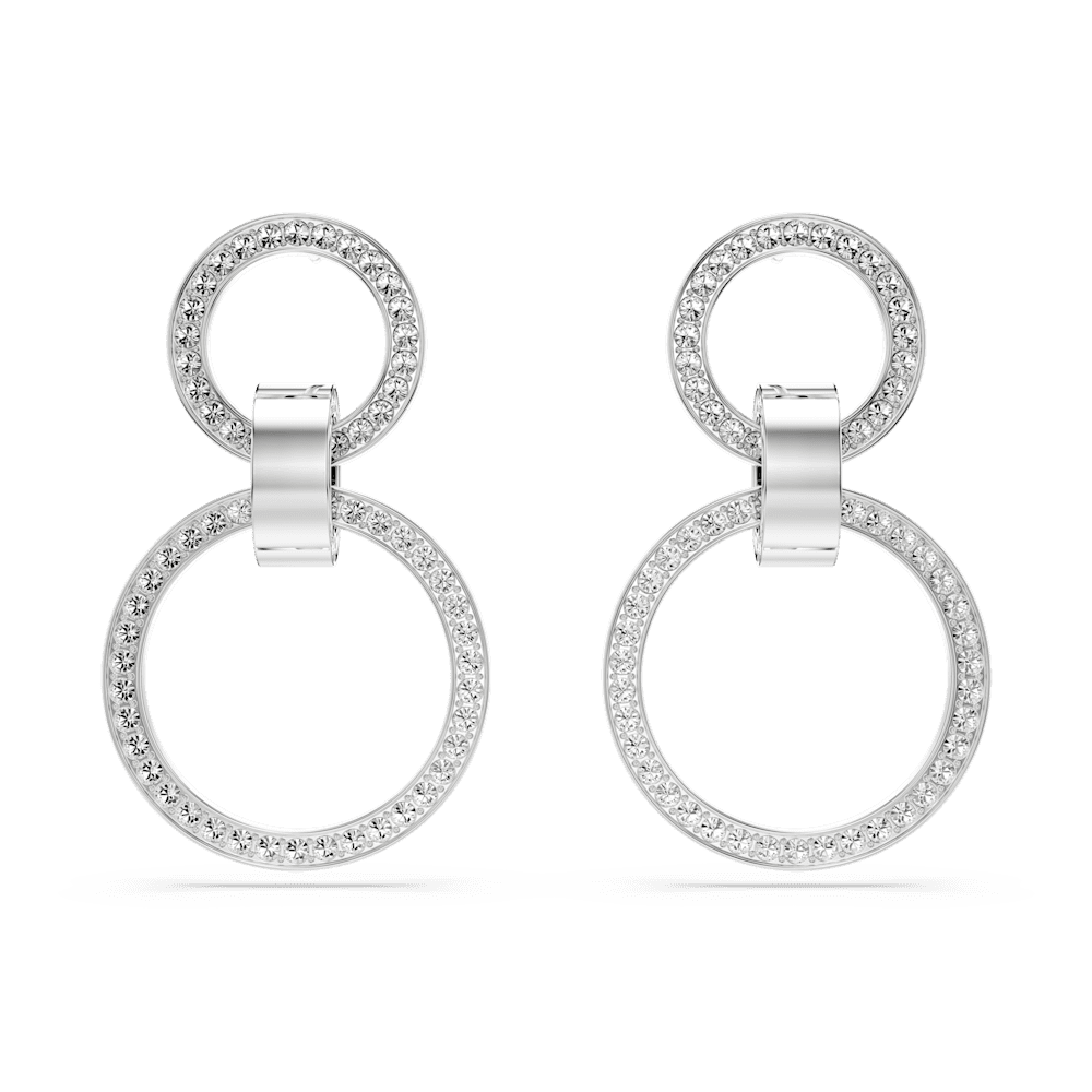 Orecchini a Cerchio Swarovski Hollow Bianchi Placcato rodio