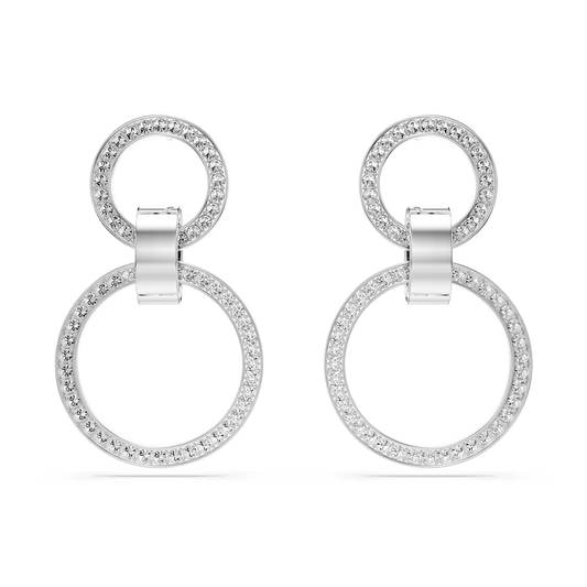 Orecchini a Cerchio Swarovski Hollow Bianchi Placcato rodio