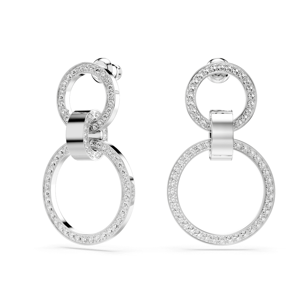 Orecchini a Cerchio Swarovski Hollow Bianchi Placcato rodio