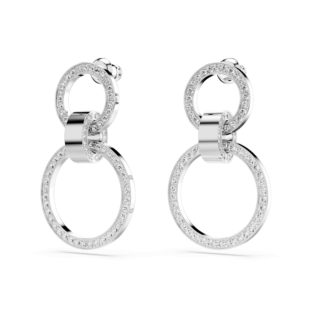 Orecchini a Cerchio Swarovski Hollow Bianchi Placcato rodio