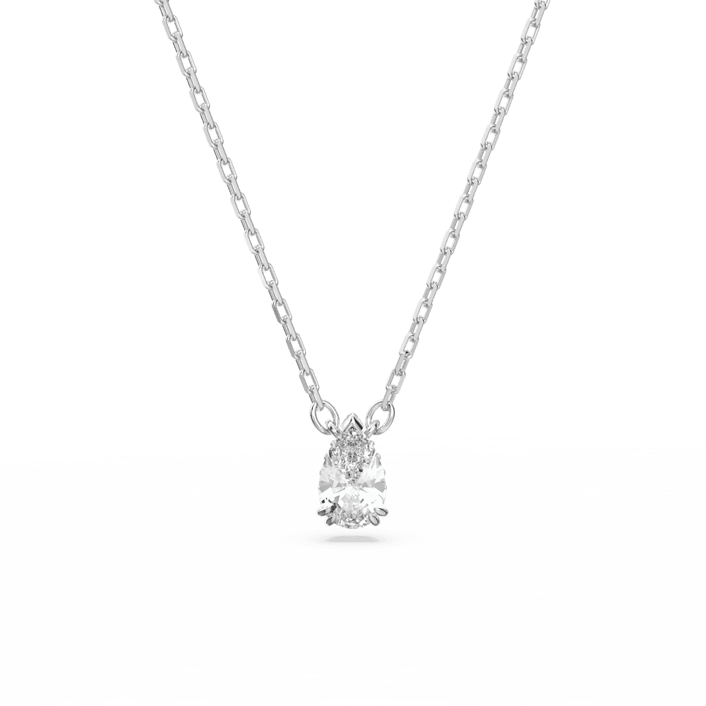 Collana Swarovski Stilla, Taglio Pear, Bianco, Placcato rodio