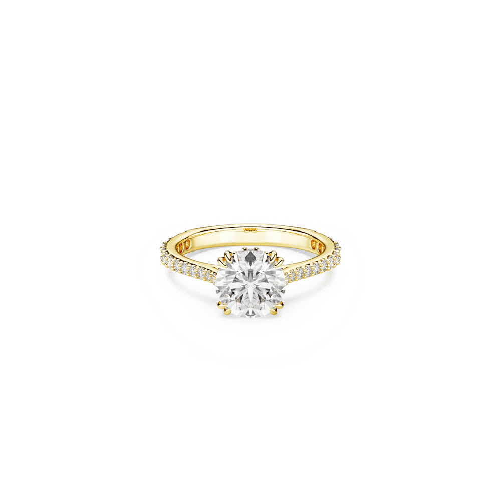 Anello Swarovski cocktail Stilla, Taglio tondo, Pavé, Bianco, Finitura oro 18K - Misura 55
