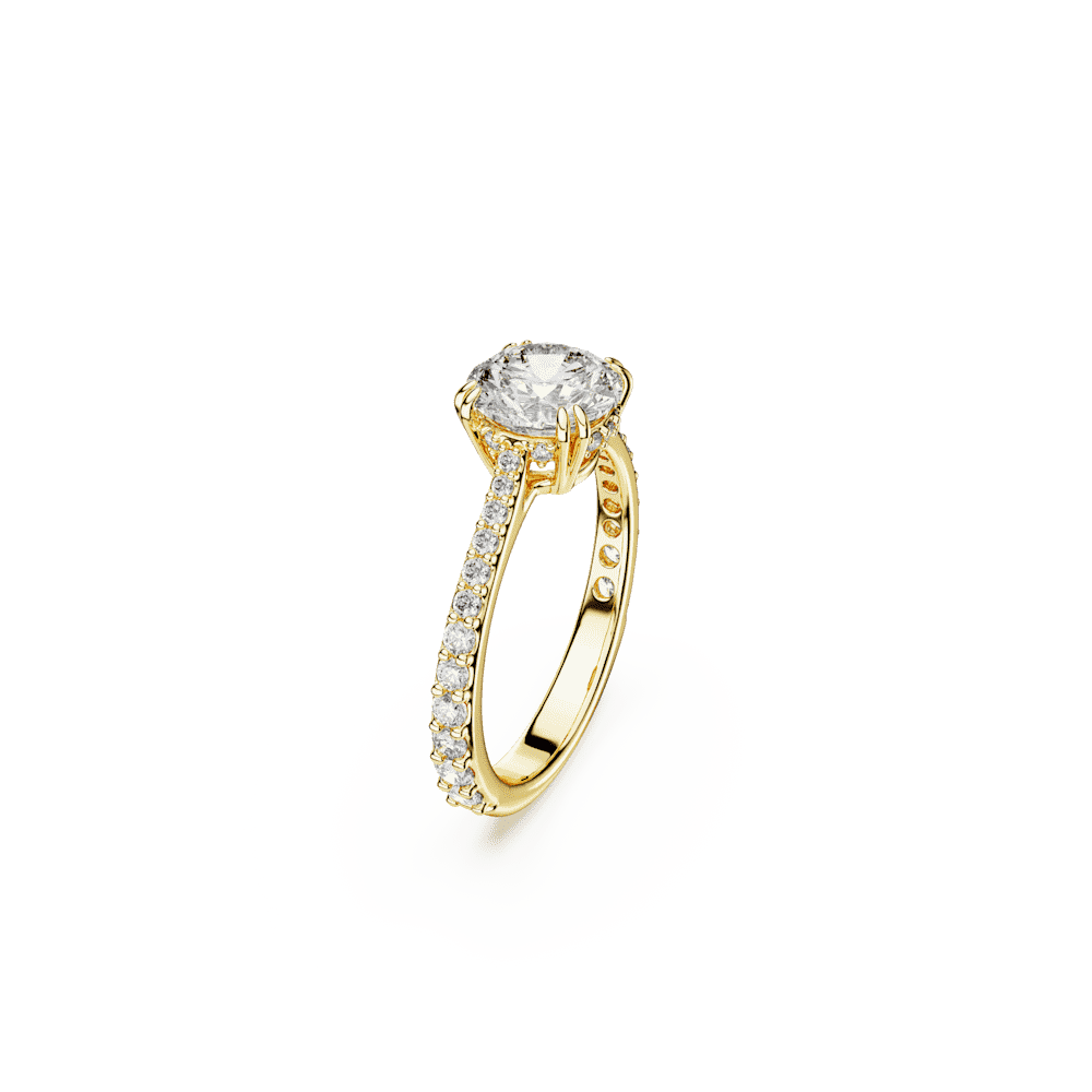 Anello Swarovski cocktail Stilla, Taglio tondo, Pavé, Bianco, Finitura oro 18K - Misura 52
