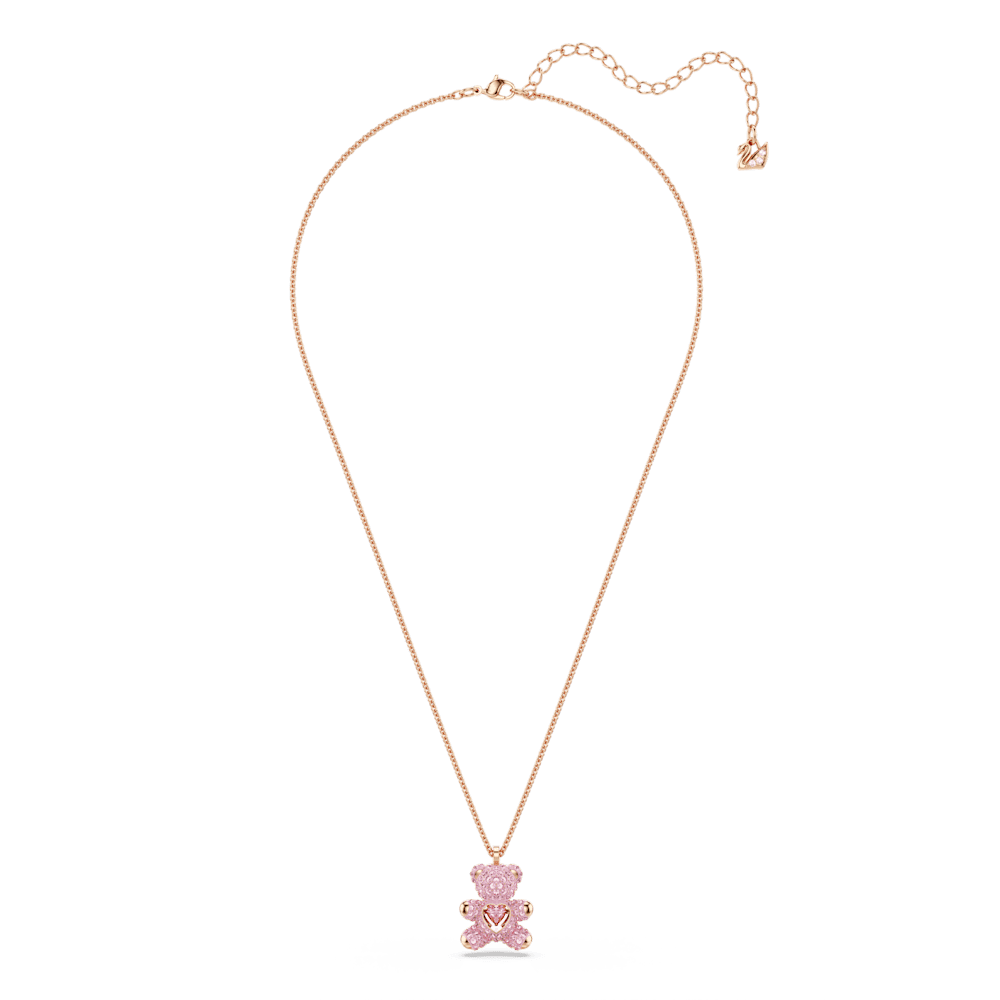Collana con Pendente Swarovski Teddy, Orso, Rosa, Finitura oro rosa 18K