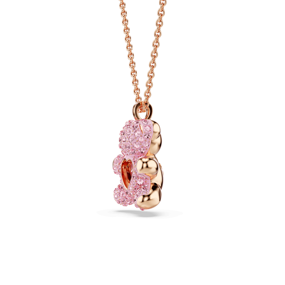 Collana con Pendente Swarovski Teddy, Orso, Rosa, Finitura oro rosa 18K