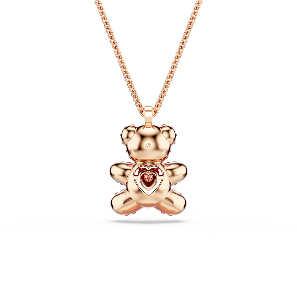 Collana con Pendente Swarovski Teddy, Orso, Rosa, Finitura oro rosa 18K