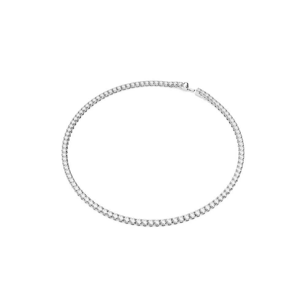 Set Collana + Orecchini Swarovski Matrix Tennis, Taglio Round, Bianco, Placcato rodio