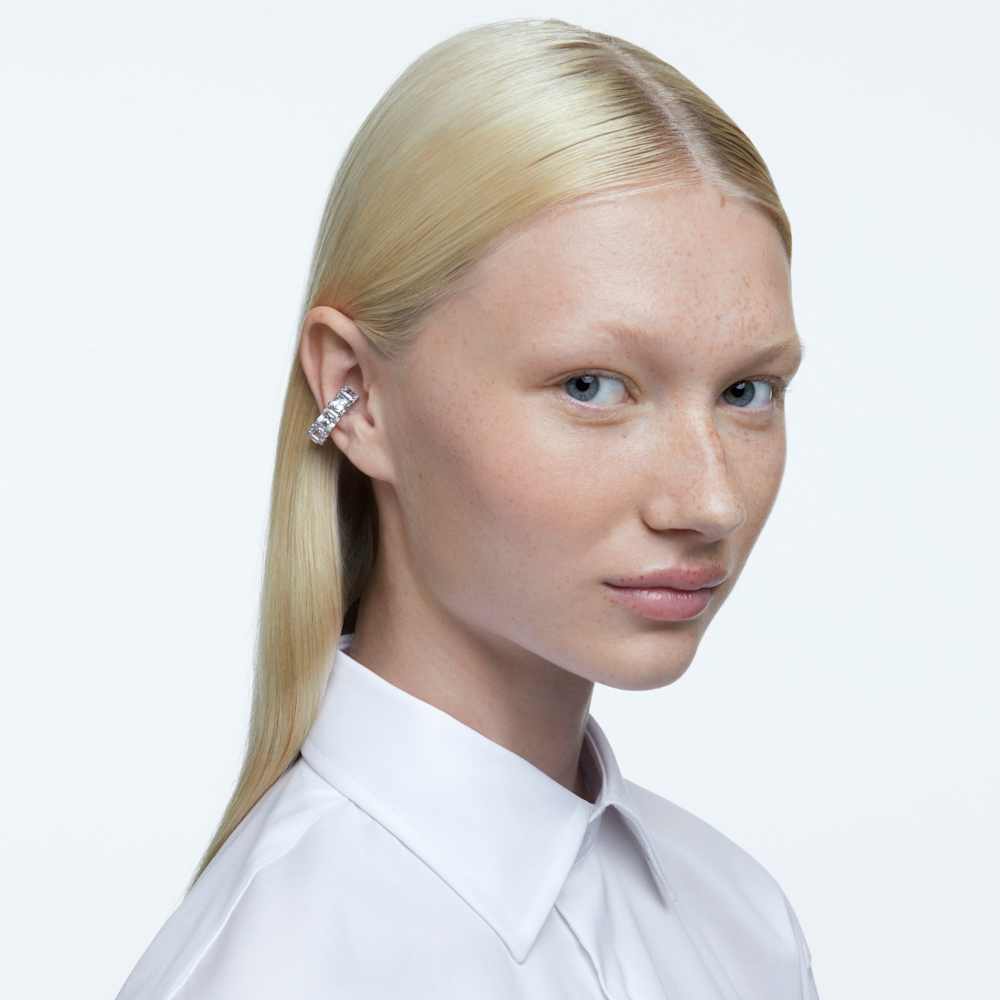 Orecchini a Clip Swarovski Matrix Taglio squadrato Bianco Placcati Rodio
