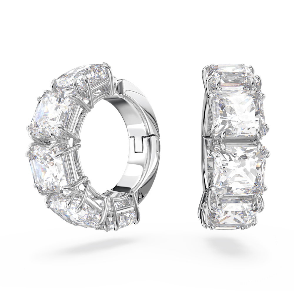 Orecchini a Clip Swarovski Matrix Taglio squadrato Bianco Placcati Rodio