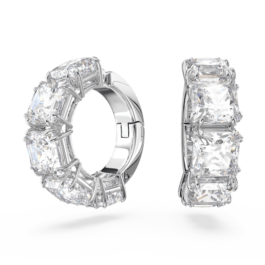 Orecchini a Clip Swarovski Matrix Taglio squadrato Bianco Placcati Rodio
