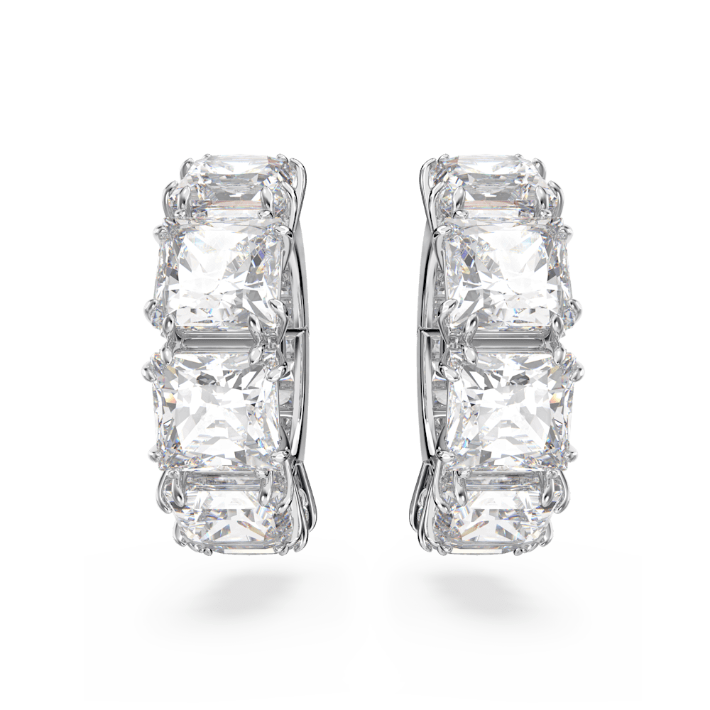 Orecchini a Clip Swarovski Matrix Taglio squadrato Bianco Placcati Rodio