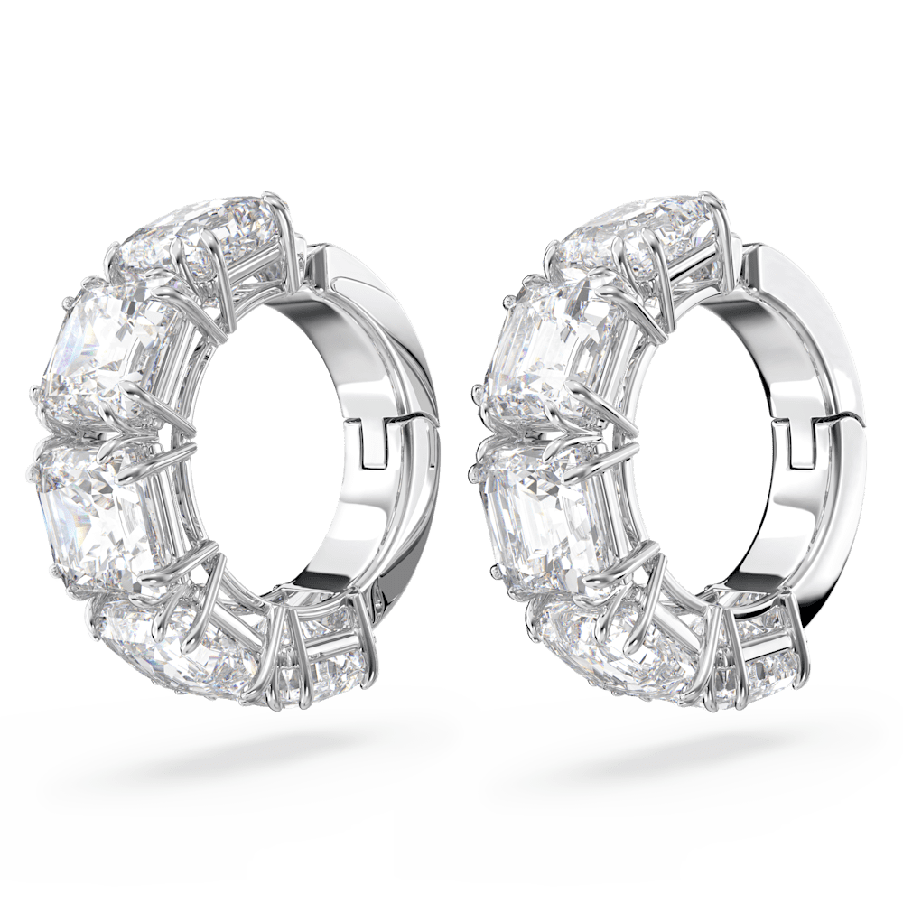 Orecchini a Clip Swarovski Matrix Taglio squadrato Bianco Placcati Rodio