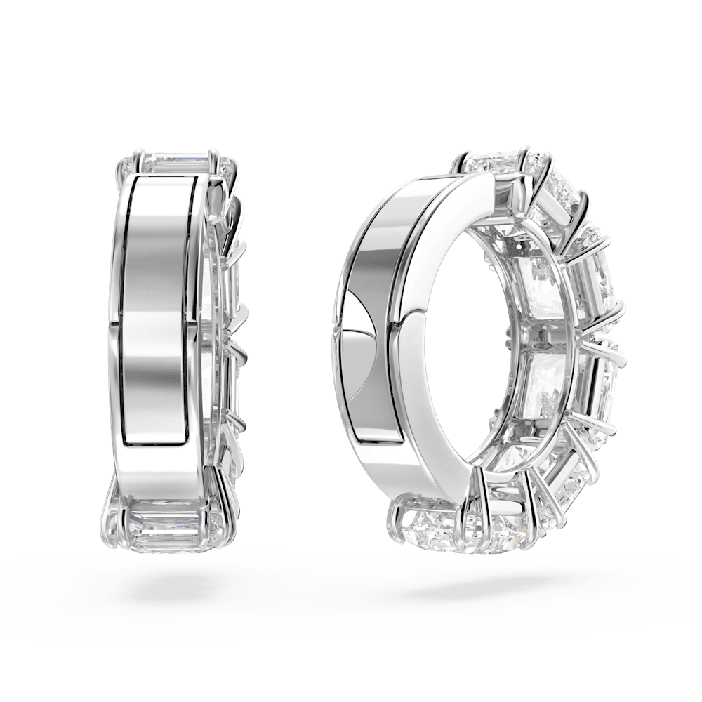 Orecchini a Clip Swarovski Matrix Taglio squadrato Bianco Placcati Rodio