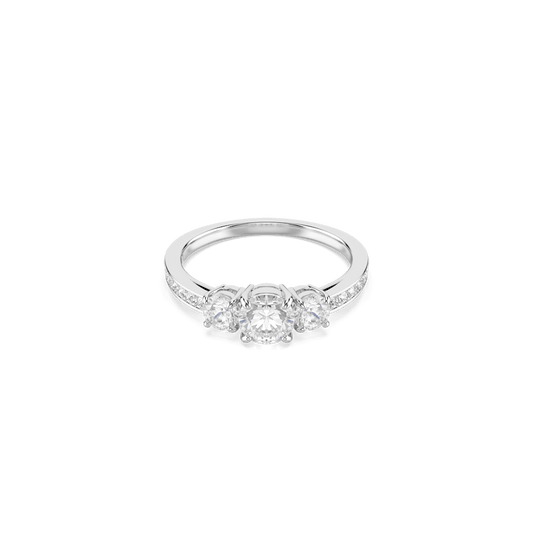 Anello Swarovski Stilla Attract Taglio Round Bianco Placcato color argento - Misura 55