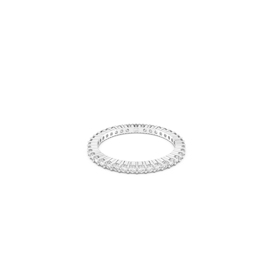 Anello Swarovski Matrix Vittore Taglio Round Bianco Placcato Color Argento - Misura 52