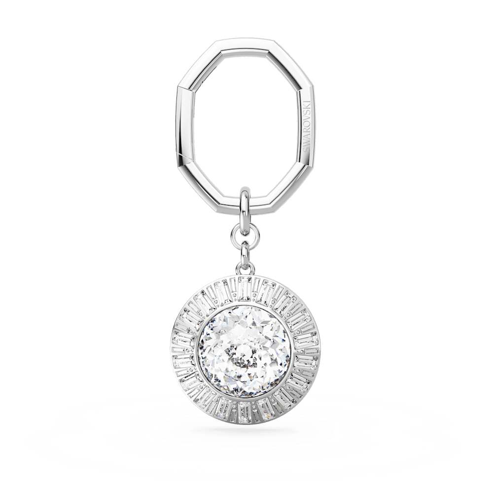 Portachiavi Swarovski Taglio Round Bianco Placcato rodio