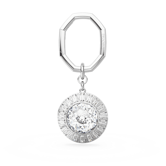 Portachiavi Swarovski Taglio Round Bianco Placcato rodio