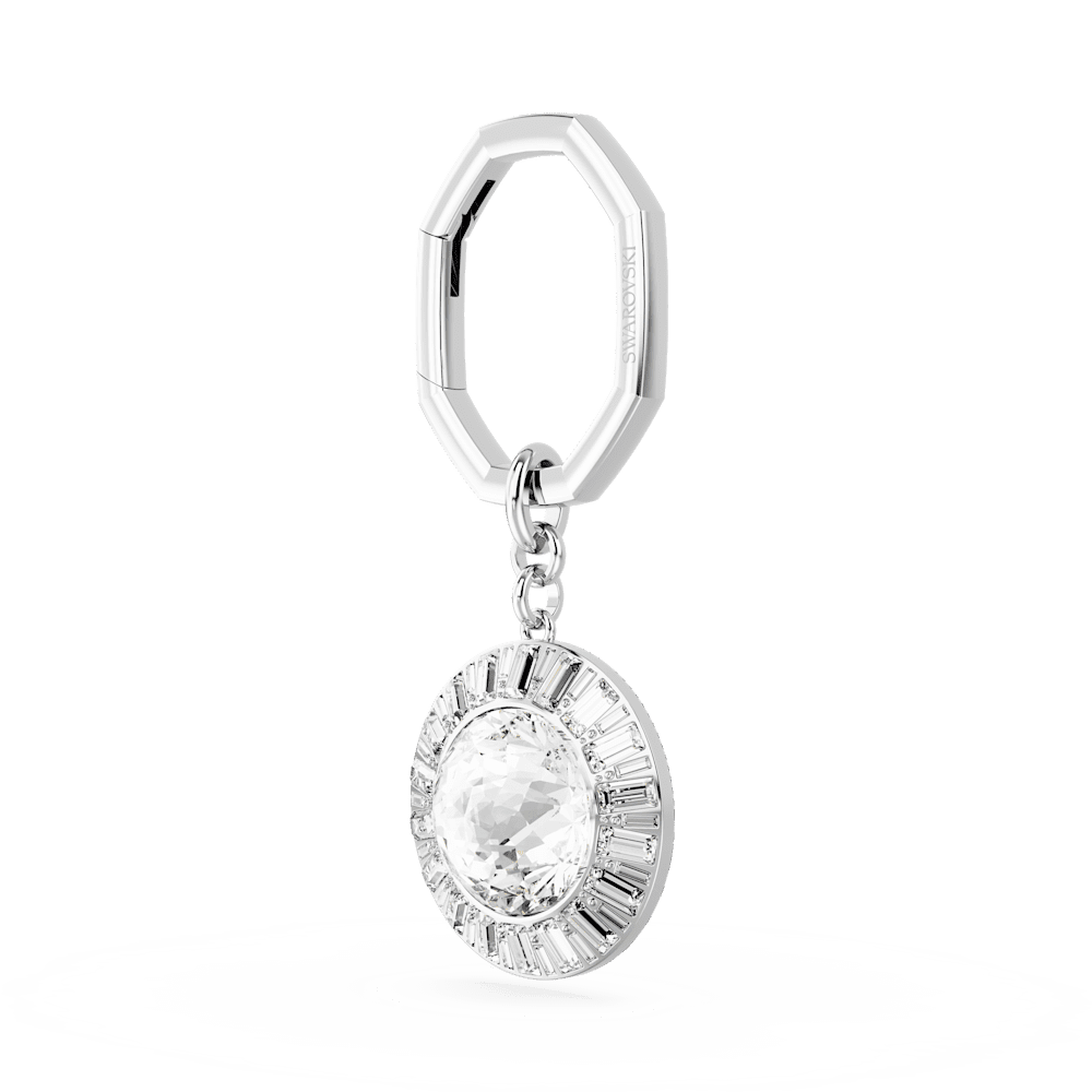 Portachiavi Swarovski Taglio Round Bianco Placcato rodio