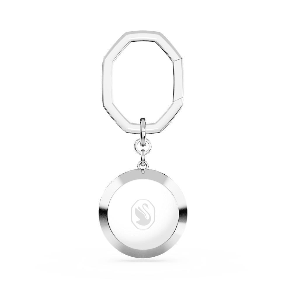 Portachiavi Swarovski Taglio Round Bianco Placcato rodio