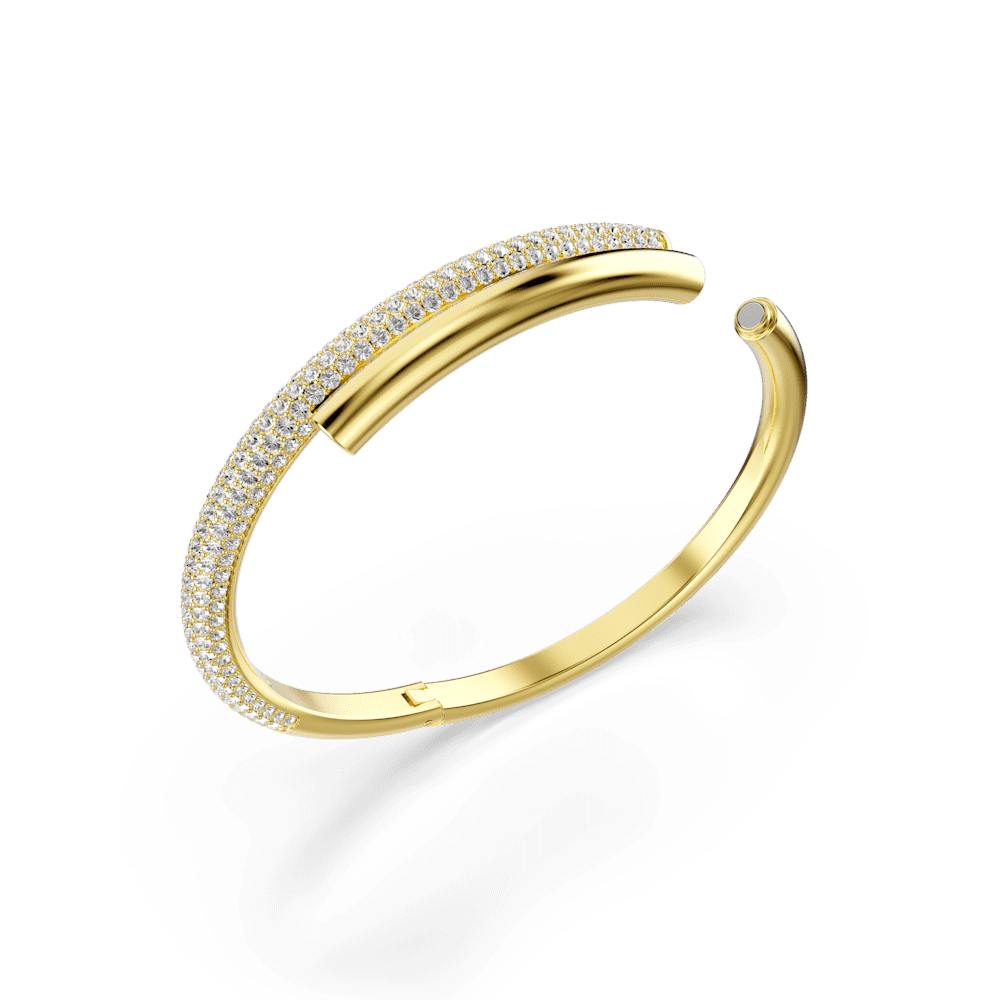 Bracciale Rigido Swarovski Dextera Chiusura magnetica Bianco Finitura oro 18 Kt