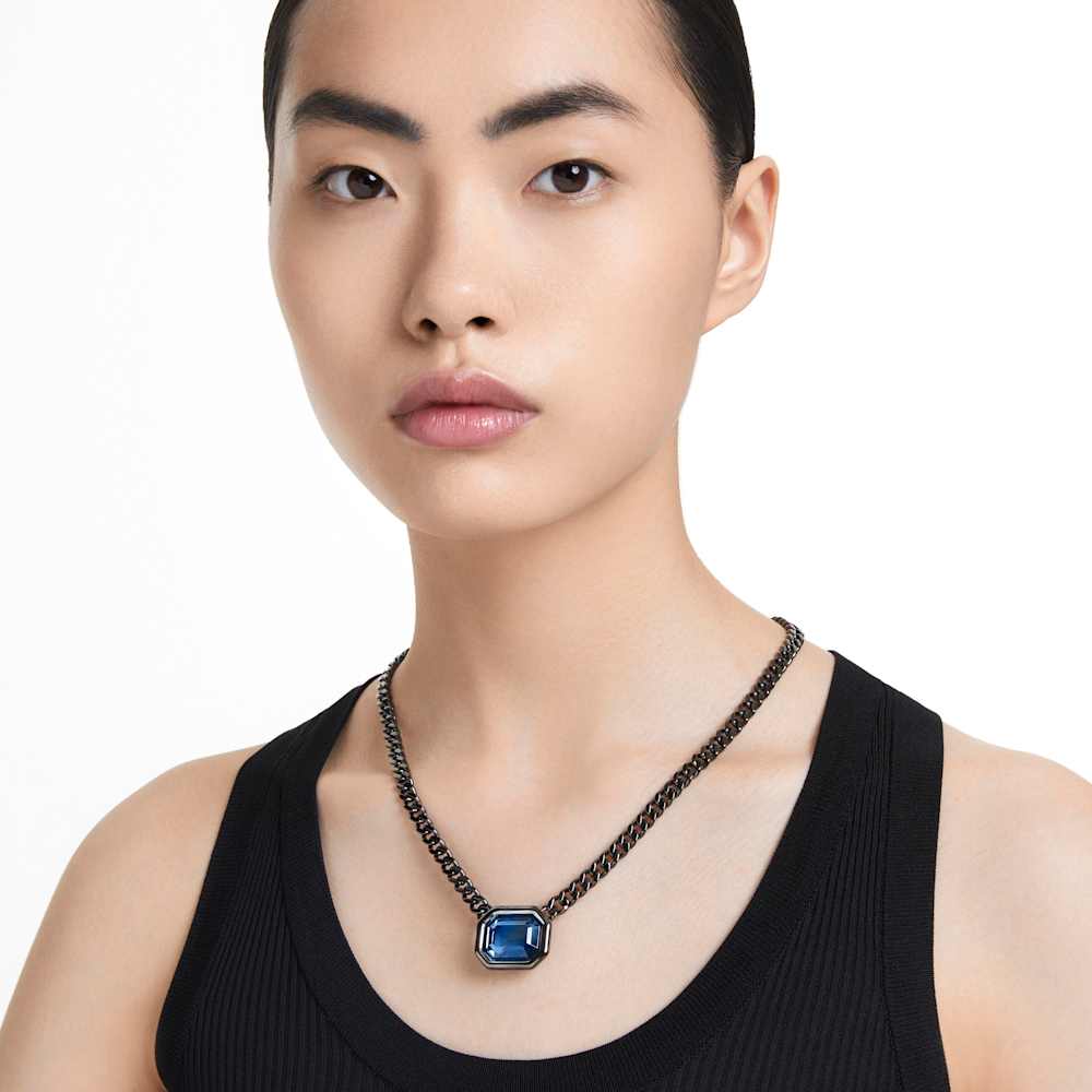 Collana Swarovski Millenia Taglio Ottagonale Cristallo Blu