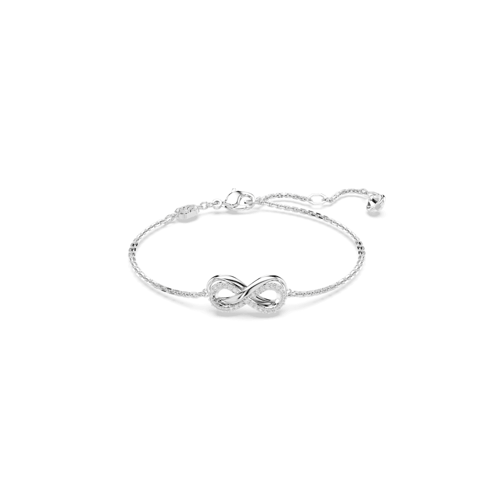 Braccialetto Swarovski Hyperbola, Infinito, Bianco, Placcato rodio