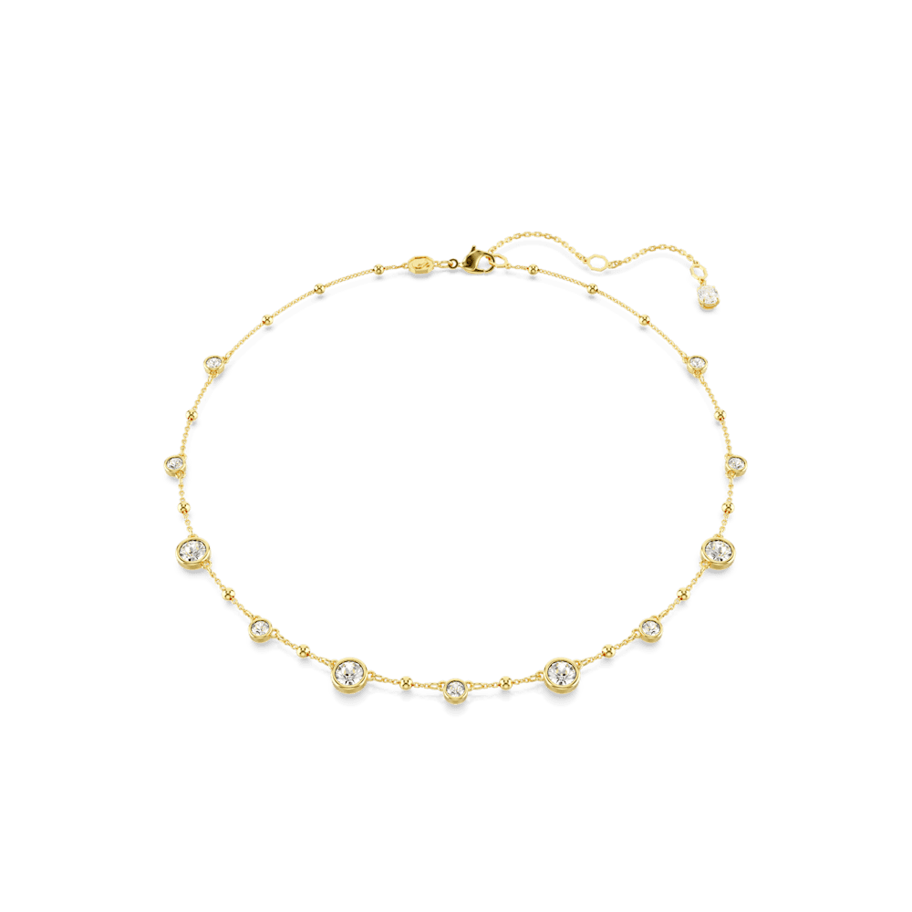 Collana Swarovski Imber, Taglio Round, Design sparpagliato, Bianca, Finitura oro 18K