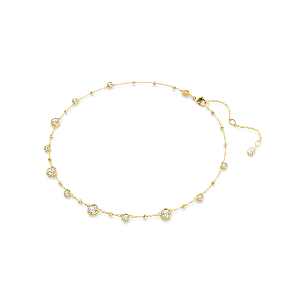 Collana Swarovski Imber, Taglio Round, Design sparpagliato, Bianca, Finitura oro 18K