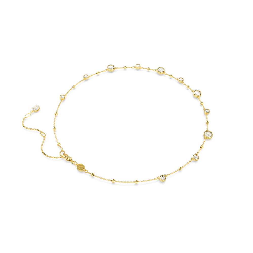 Collana Swarovski Imber, Taglio Round, Design sparpagliato, Bianca, Finitura oro 18K