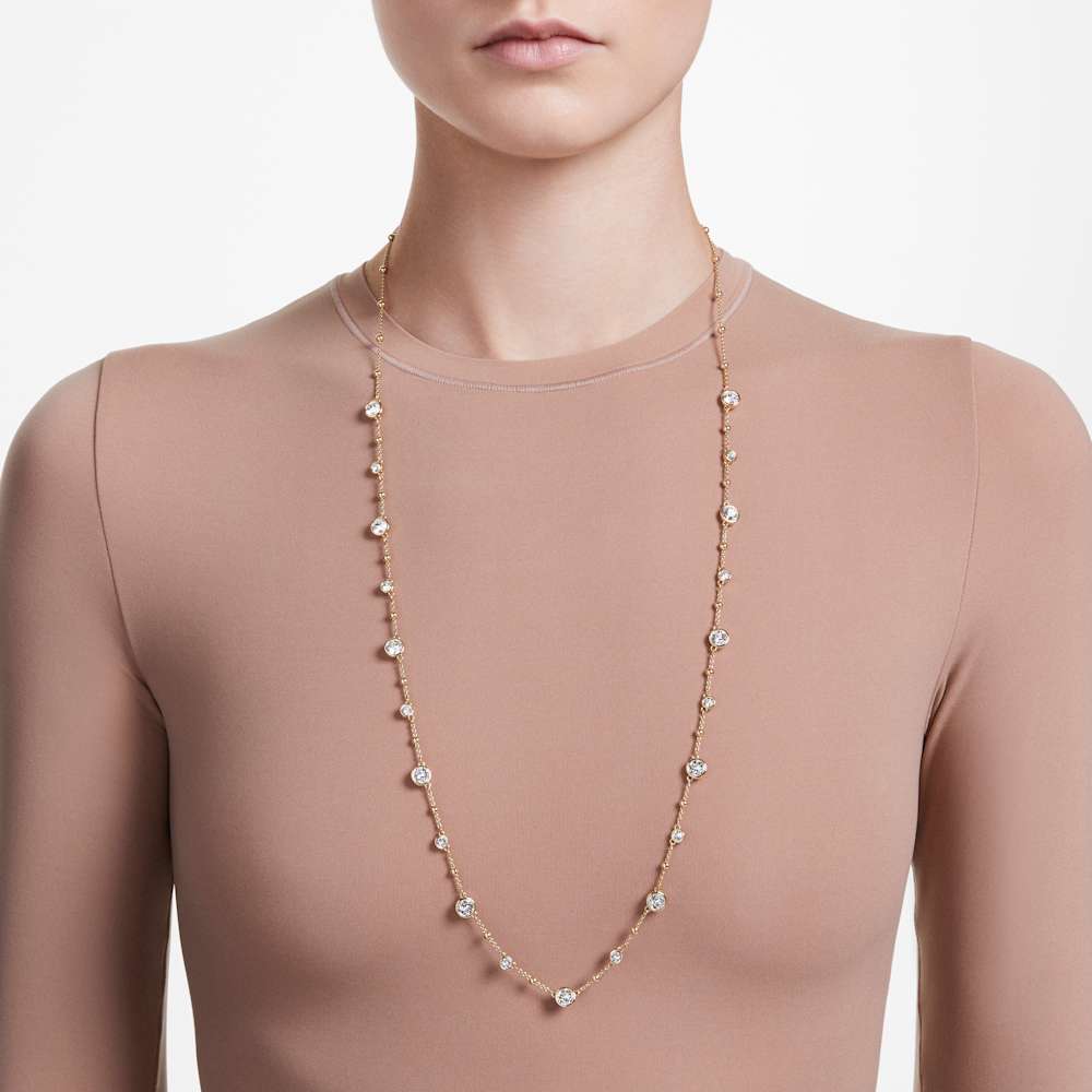 Collana Swarovski Imber, Taglio Round, Bianca, Finitura oro 18K
