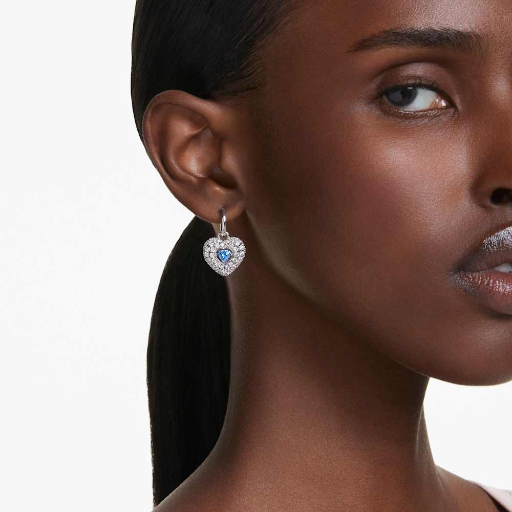 Orecchini a Lobo Swarovski Hyperbola Cuore Blu Placcato rodio