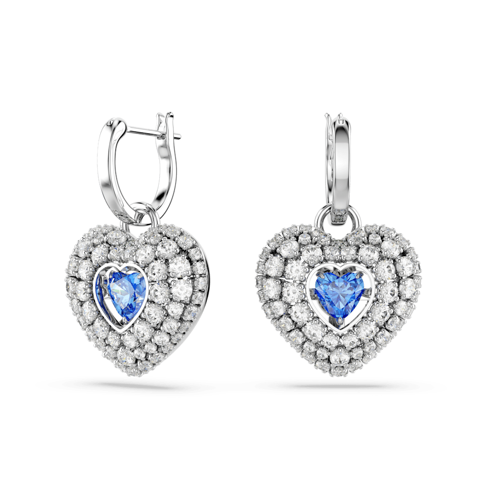 Orecchini a Lobo Swarovski Hyperbola Cuore Blu Placcato rodio