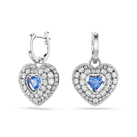 Orecchini a Lobo Swarovski Hyperbola Cuore Blu Placcato rodio