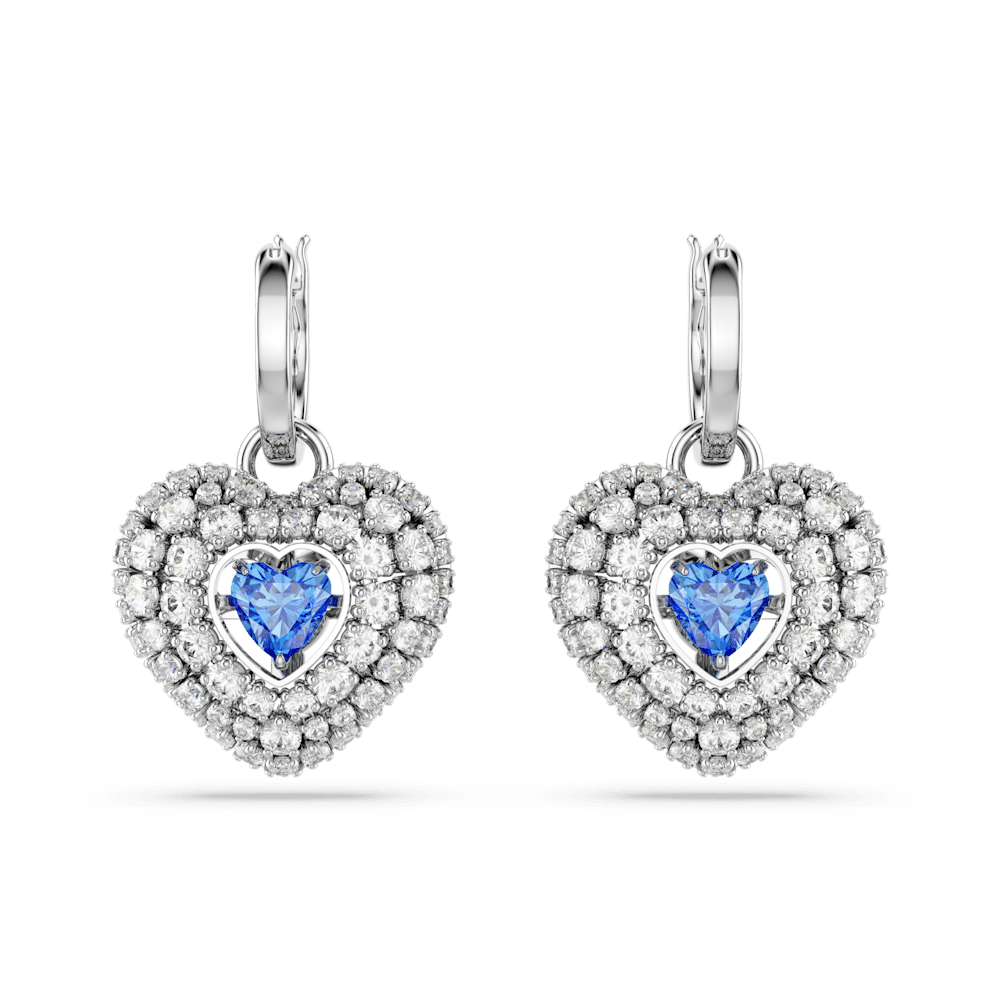 Orecchini a Lobo Swarovski Hyperbola Cuore Blu Placcato rodio