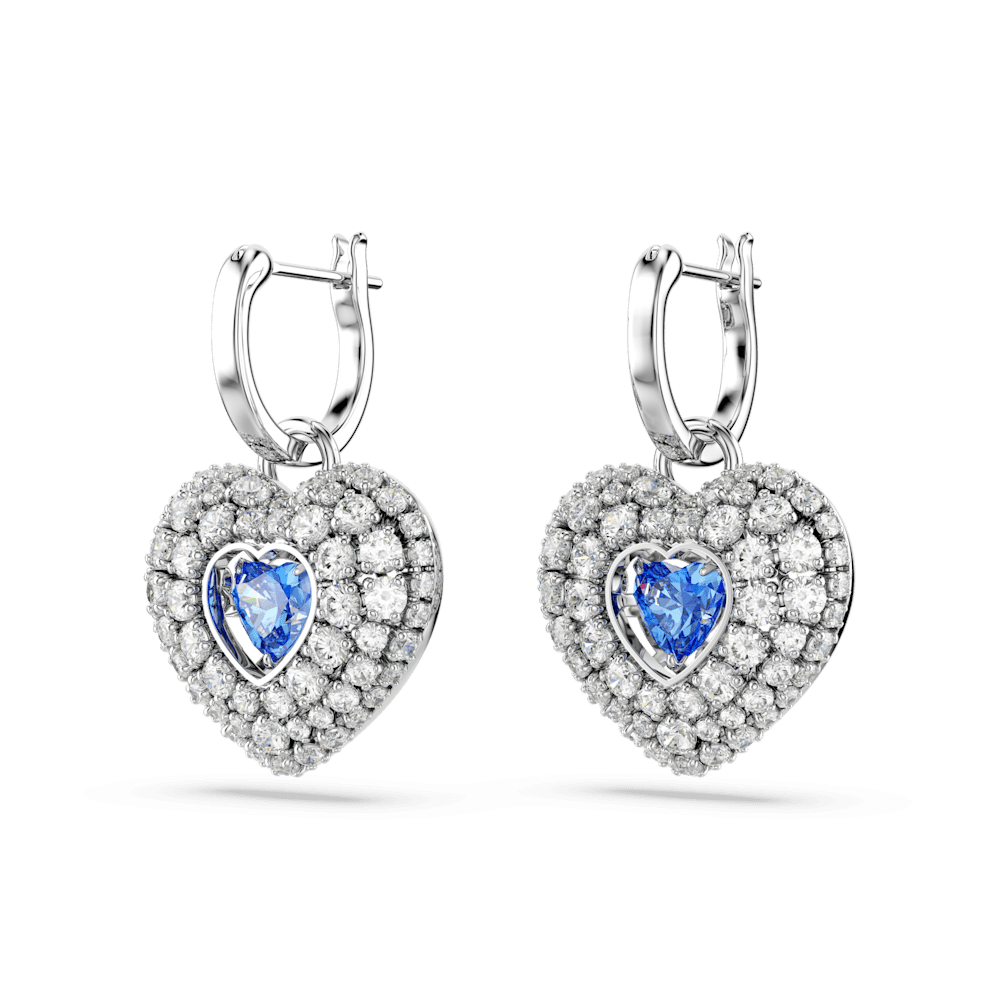 Orecchini a Lobo Swarovski Hyperbola Cuore Blu Placcato rodio