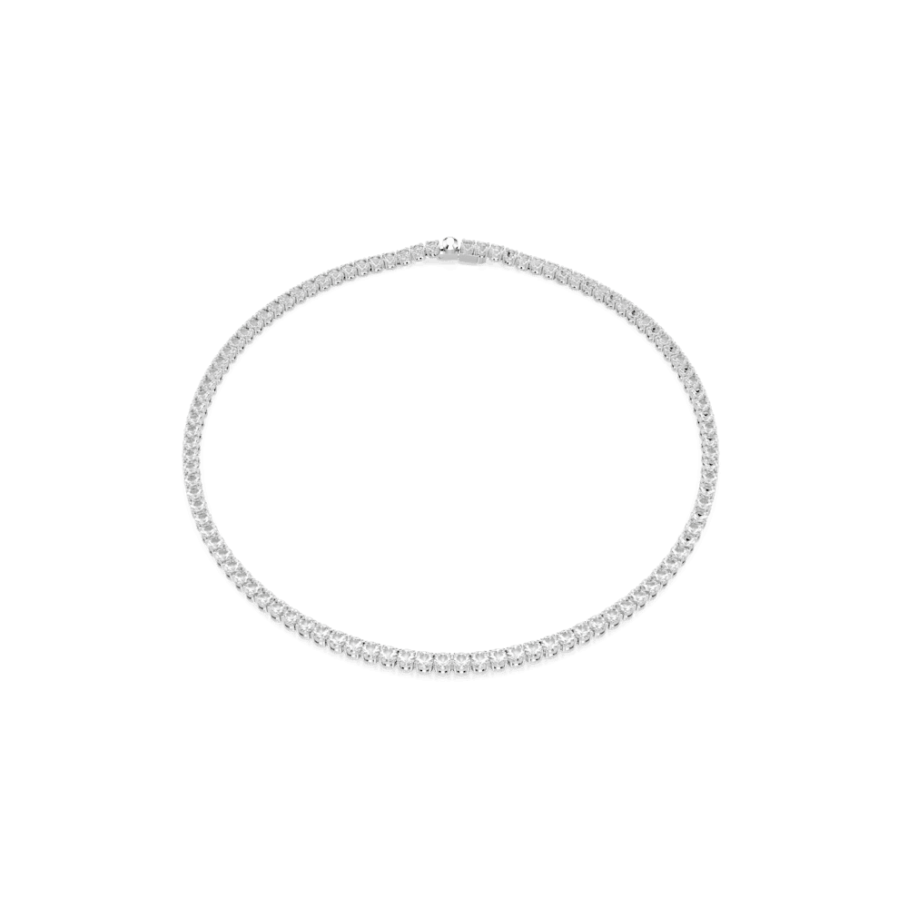 Collana Swarovski Matrix Tennis Taglio Round Bianca Placcato rodio L