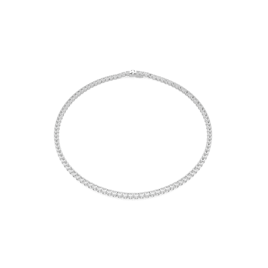 Collana Swarovski Matrix Tennis Taglio Round Bianca Placcato rodio L