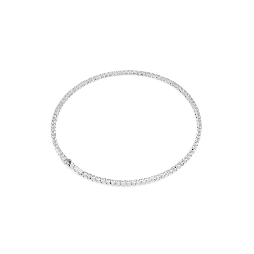 Collana Swarovski Matrix Tennis Taglio Round Bianca Placcato rodio L