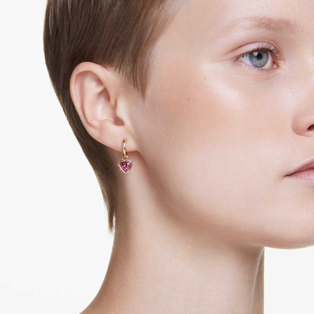 Orecchini pendenti Swarovski Chroma, Cuore, Rossi, Finitura oro 18K