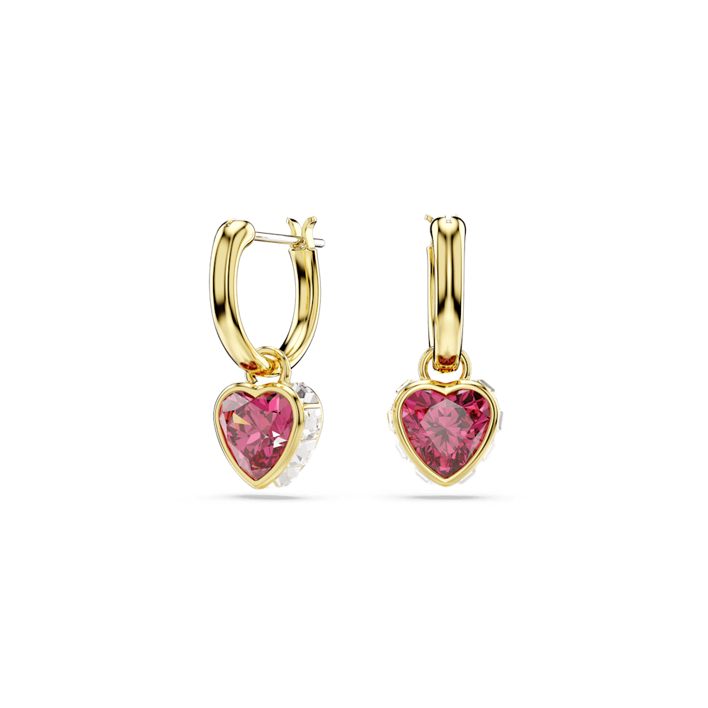 Orecchini pendenti Swarovski Chroma, Cuore, Rossi, Finitura oro 18K
